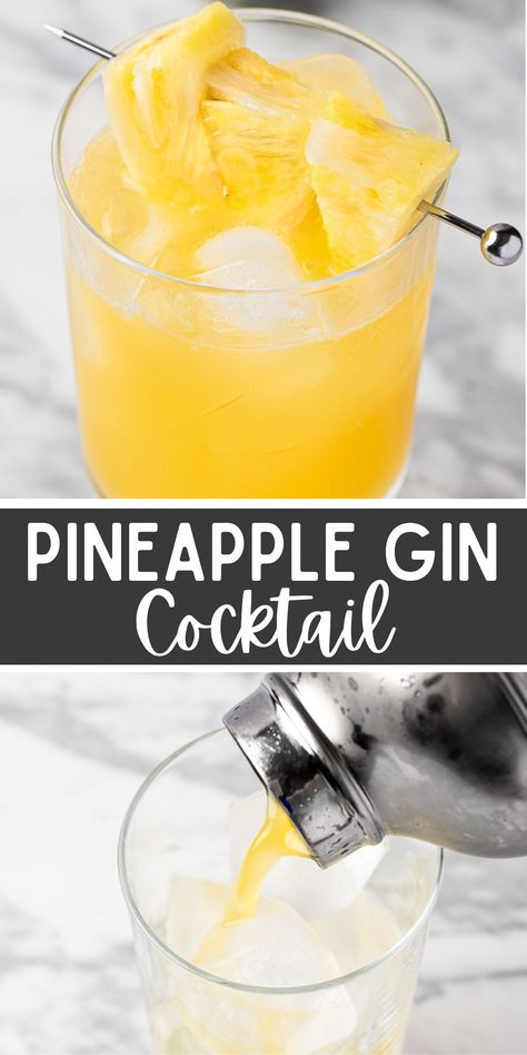 Gin And Pineapple Juice, Pineapple Gin Cocktail Recipes, Pineapple Gin Cocktail, Gin And Pineapple Cocktail, Cocktail With Pineapple Juice, Drinks Made With Gin, Cocktail With Pineapple, Gin And Tonic Recipe Cocktails, Pineapple Drinks Alcohol