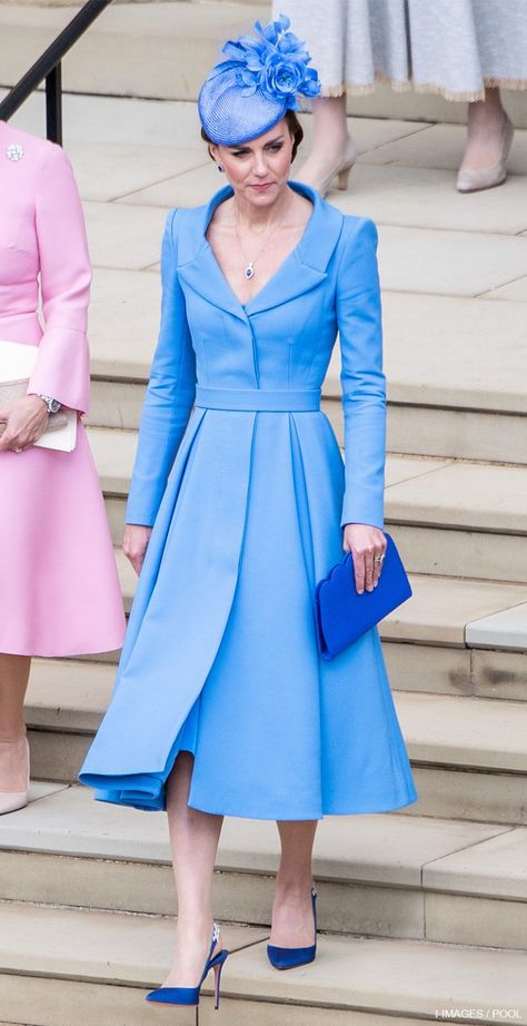 Kate Middleton's Outfits • Latest Clothes Worn By Princess Kate Kate Middleton Blue Dress, Kate Middleton Coat, Kate Middleton Style Dresses, Kate Middleton Hats, Kate Middleton Style Outfits, Duchesse Kate, Düşes Kate, Order Of The Garter, Kate Middleton Dress