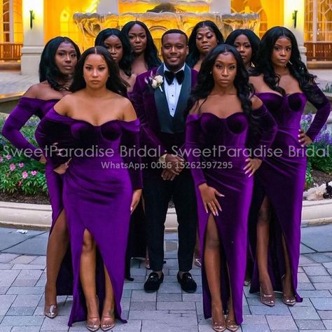 Purple Maid Of Honor Dress, Bridesmaid Dresses With Long Sleeves, Jamaican Dress, Black Wedding Makeup, Maid Of Honor Dress, Dresses With Long Sleeves, Traditional African Clothing, Maid Of Honour Dresses, Sisters Dress