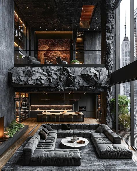 Loft House Design, Industrial Home Design, Dark Home Decor, Loft Interiors, Dark Home, Urban Loft, Loft House, Luxury Loft, Modern Loft