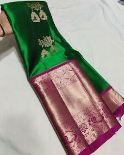 Pelli Sarees, Pattu Sarees Wedding, Kanchivaram Saree, Kanchivaram Silk Saree, Saree Color Combinations, Latest Silk Sarees, Kutch Work Designs, Maggam Work Designs, New Saree Designs