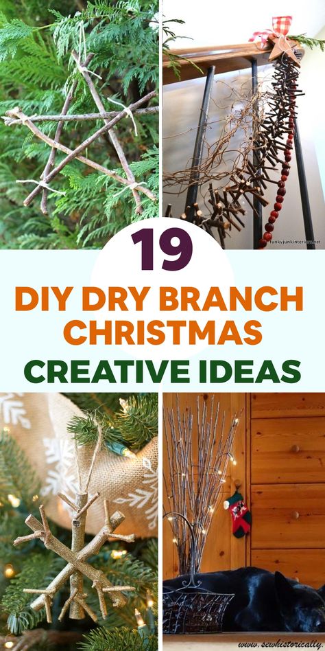 Create a cozy and charming holiday ambiance with these whimsical DIY Dry Branch Christmas decor ideas. Elevate your seasonal decorations by incorporating natural elements like branches, pine cones, and berries into your home decor. From a rustic garland to a woodland-inspired wreath, infuse your space with nature's beauty this holiday season. Personalize your Christmas tree with adorable ornaments crafted from small branch slices for a unique touch. Branch Christmas Decor, Twigs Diy, Woodland Christmas Ornaments, Rustic Garland, Woodland Christmas Decor, Twig Christmas Tree, Fall Landscaping, Mailbox Landscaping, Woodland Wonderland