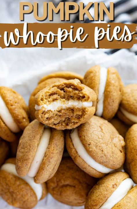 Pumpkin Whoopie Pies With Cream Cheese, Gobs Recipe, Pumpkin Spice Whoopie Pies, Spiced Pumpkin Whoopie Pies, Pumpkin Oatmeal Whoopie Pies, Pumpkin Whoopi’s Pies, Pumpkin Whoopie Pie Recipe, Dessert Sandwich, Pumpkin Whoopie Pies