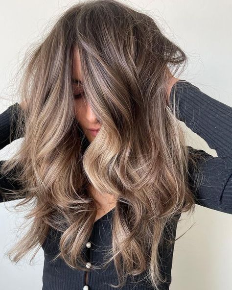 SHARON - BRUNETTE & BLONDE SPECIALIST| BRUNETTE ACADEMY EDUCATOR on Instagram: "Tone on tone on tone #btconeshot2023_balayage #btconeshot2023_brunettes" Creamy Brunette Balayage, Old Money Brunette Hair Formula, Bronde Balayage Cool Tone, Lived In Dirty Blonde Hair, Ash Balayage Brunette, Light Brunette Balayage Hair Ashy, Balayage Hair Cool Tone, Cool Tones Brown Hair, Low Light Balayage