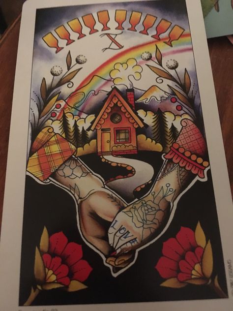 Ten of cups tattoo tarot 10 Of Cups Tarot Tattoo, Ten Of Cups Tattoo, 10 Of Cups Tattoo, Mystic Tattoo, 10 Of Cups, Ten Of Cups, Tarot Cups, Cup Tattoo, Tarot Tattoo