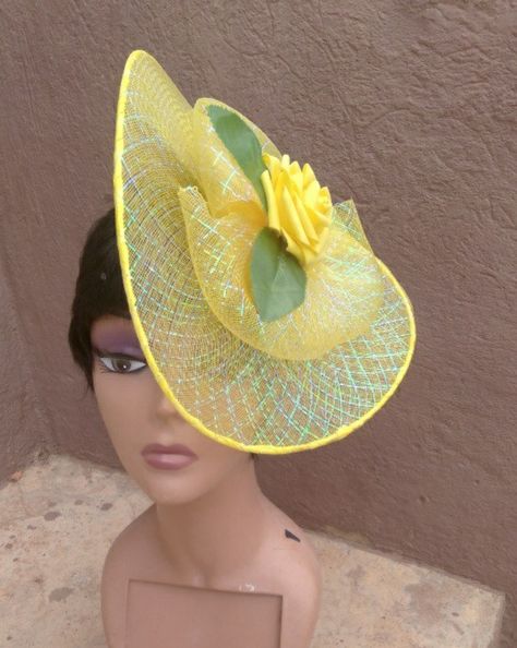 Yellow crinoline fascinator for weddings, party, church and every other event Crinoline Fascinator, Yellow Fascinator, Wedding Fascinators, Fascinator, Floppy Hat, Fashion Dresses, Weddings, Luxury Fashion, Hats