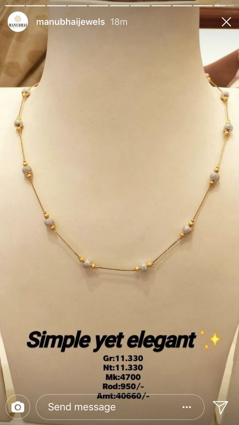 10grams Gold Chain Designs, 10 Grams Gold Chain Design, Simple Chain Designs Gold, Gold Jewelry Simple Necklace, Gold Chain Design, Pearl Necklace Designs, Gold Necklace Indian Bridal Jewelry, Gold Jewelry Stores, Gold Pendant Jewelry