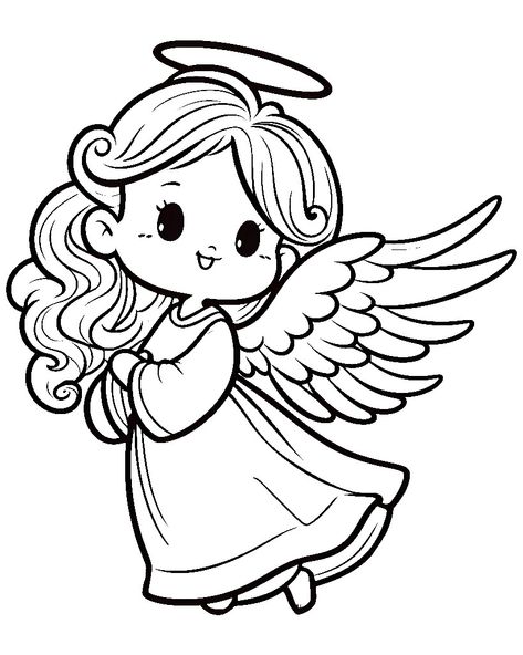 How To Draw An Angel, Angel Coloring Pages Free Printable, Christmas Angel Coloring Pages, Angels Coloring Pages, Angel Drawing Easy, Angel Y Diablo, Angel Wings Drawing, Intarsia Wood Patterns