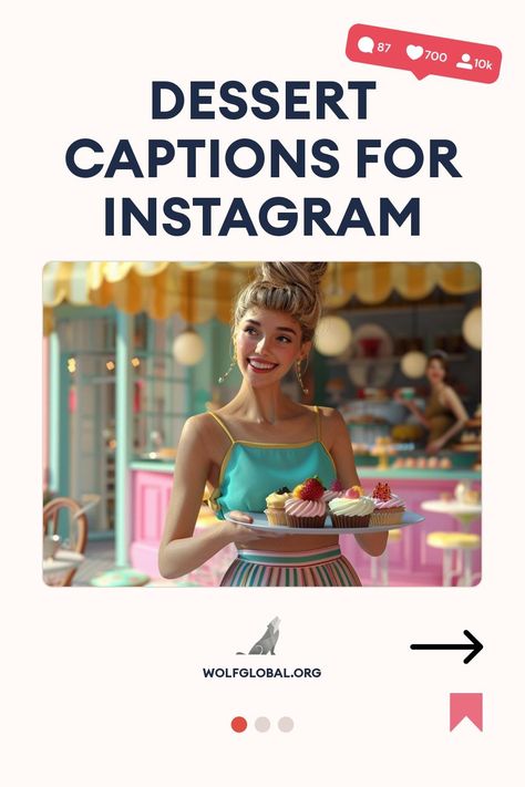 Alt text: "A smiling woman holds a plate of colorful cupcakes, with 'Dessert Captions for Instagram' text overlay."
A colorful graphic with pun-filled dessert-related affirmations and a 'Get 100+ More' button.
A smiling woman using a laptop surrounded by social media icon illustrations and promotional text. Instagram Captions Sweet, Dessert Captions, Cake Captions, Caption For Friends, Sweet Cravings, Captions For Instagram, Insta Feed, Hot Fudge, Eat Dessert