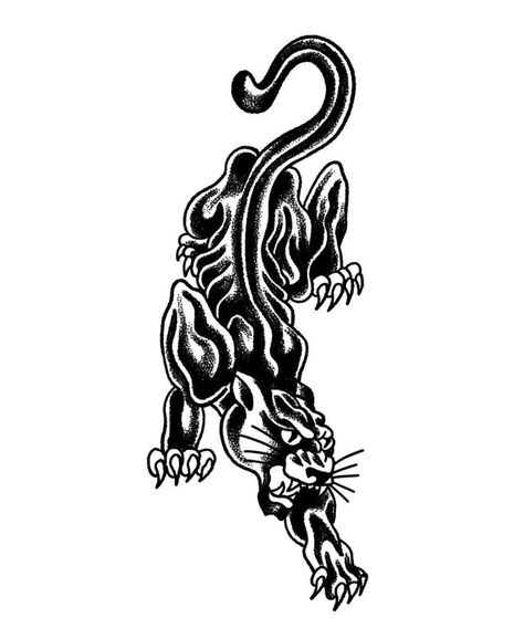 Big Flash Tattoo, Big Cat Tattoo Design, Big Cat Back Tattoo, Big Tatoos, Big Cat Tattoos, Big Tattoo Designs, Big Cat Tattoo Traditional, American Style Panther Tattoo, Big Back Tattoos