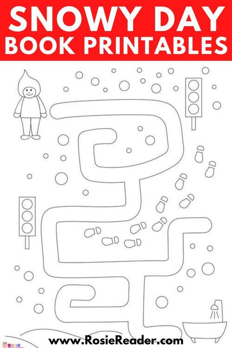 These Snowy Day book printables are perfect for winter time and based on the VERY POPULAR book The Snowy Day. You're gonna love the fun ways to interact with this book all season long!! Snowy Day Book Activities, The Snowy Day Book, Snowy Day Activities, Coloring Pages For Kids Disney, Coloring Pages For Kids Christmas, Valentines Day Coloring Pages, Mazes For Kids Printable, The Snowy Day, January Preschool