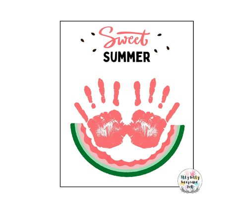 Sweet Summer Handprint Craft Art Printable Template / Watermelon Crafts / Summer Watermelon Crafts, Mothers Day Poems, Circle Math, Preschool Activities Toddler, Summer Watermelon, Footprint Art, Handprint Craft, Craft Day, Toddler Art