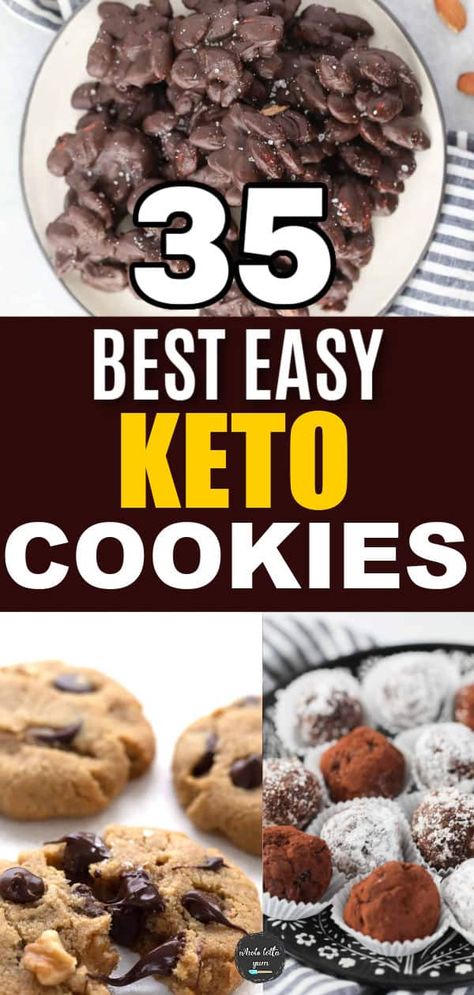 The best simple low carb keto cookie recipes whether you're looking for almond flour, coconut flour, vegan, chocolate chip, or peanut butter. Carb Free Cookies Recipes, Best Keto Cookie Recipes, Keto Florentine Cookies, Keto Desserts With Almond Flour, Keto Butter Cookies Almond Flour, Low Carb High Protein Cookies, Keto Recipes Using Coconut Flour, Keto Cookies Coconut Flour, Almond Flour Keto Recipes