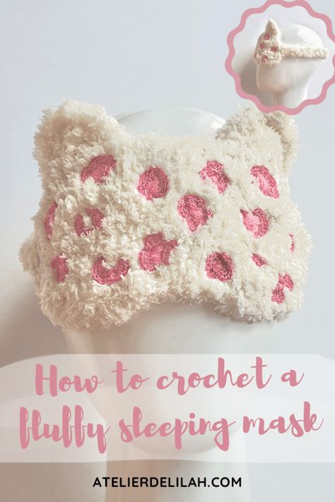 Mask Crochet Pattern, Cat Eye Mask, Mask Crochet, Eye Mask For Sleeping, Fluffy Yarn, Crochet Eyes, Fun Crochet Projects, Sleeping Mask, Fluffy Cat