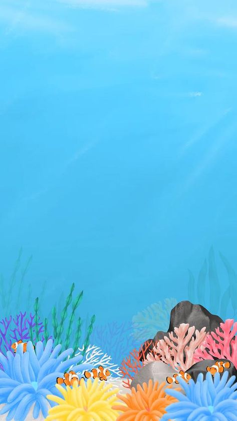 Blue Iphone Wallpaper, Underwater Wallpaper, Nemo Birthday, Sea Illustration, Animals Illustration, Wallpaper Iphone Wallpaper, Blue Iphone, Ocean Animals, Wallpaper Wallpaper