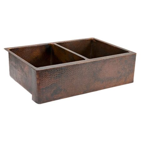 Found it at Wayfair - 32" Kitchen Sink in Oil Rubbed Bronze Farmhouse Double Sink, Modern Farmhouse Ideas, Copper Kitchen Sink, Rustic Modern Farmhouse, Double Basin, Farmhouse Ideas, Farmhouse Sink Kitchen, Little Cabin, Copper Sink