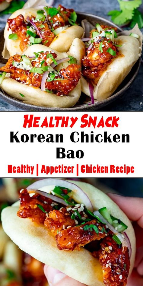 Korean Chicken Bao, Chicken Bao Buns, Korean Chicken, Bao Buns, Supper Ideas, Recipes Delicious, Bun Recipe, Healthy Eating Tips, Asian Dishes