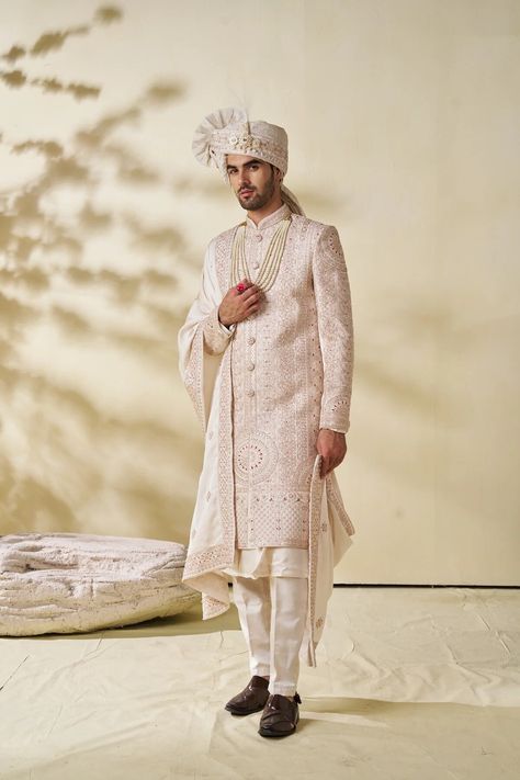 ELEGANT CREAM GROOM Outfit, men engagement dress, groom reception dress, groom wedding dress, men sherwani wedding, indian groom dres cream Reception Dress Groom, Engagement Dress Groom, Men Sherwani Wedding Indian Groom, Men Sherwani Wedding, Cream Sherwani, Wedding Matching Outfits, Sherwani Wedding, Men Sherwani, Wedding Kurta For Men