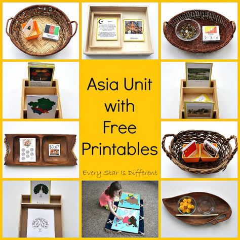 Montessori-inspired Asia learning activities and free printables for kids. Asia Homeschool Unit, Countries Of Asia, Free Printables For Kids, Around The World Theme, Montessori Geography, Asia Continent, Geography For Kids, Geography Activities, Montessori Elementary