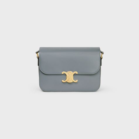 CLASSIQUE TRIOMPHE BAG IN SHINY CALFSKIN - BLUE GREY | CELINE Classique Triomphe Bag, Celine Teen Triomphe Bag, Celine Teen Triomphe, Triomphe Bag, Celine Triomphe, Fragrance Bottle, Celine Bags, Celine Bag, New Sneakers