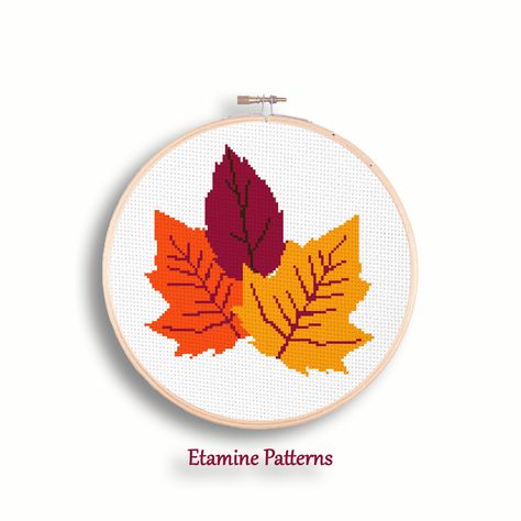 Autumn Leaf Cross Stitch Pattern Pdf, Autumn Decor Cross Stitch Pattern Chart, Home Wall Decor Ideas, Leaf Cross Stitch Pattern Fall Decor Leaf Cross Stitch Pattern, Home Wall Decor Ideas, Leaf Cross Stitch, Cross Stitch Collection, Wall Decor Ideas, Autumn Leaf, Autumn Decor, You Can, Cool Fonts