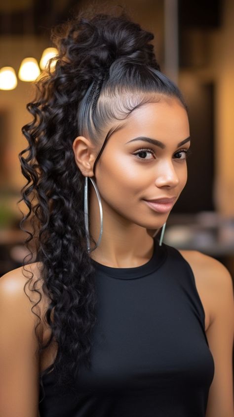 25 Weave Ponytail Hairstyles for All Hair Types for Show-Stopping Beauty High Ponytail Braids For Black Women, Black Women Braid Ponytail Hairstyles, Black Women High Ponytail Hairstyles, Braid In Ponytail Hairstyles, Flat Iron Ponytail Hairstyles, Half Up Ponytail With Bangs, Wand Curl Ponytail Black Women, Faux Ponytail Hairstyles, Long Hair Styles For Black Women