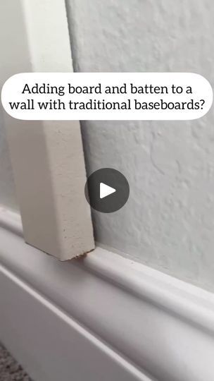 95K views · 131 reactions | PLEASE…can we make this the norm? 
Just because you have traditional baseboards, doesn’t mean you have to have unsightly overhang or cut corners with your board and batten! Head to the trim aisle at your local hardware store and find a piece of shoe mounding or 1/4 round that looks good with your existing base! This will give you the lip you need for a flush finish!

#boardandbatten #diytipsandtricks #diytips #diyhacks #worksmarter | Lake and Lumber Baten Board Hallway, Board And Batten With Existing Baseboard, Board And Batten Baseboard Transition, Baseboards For Rounded Corners, Baseboards Without Quarter Round, Quarter Round Trim Baseboards Door, Faux Thick Baseboard Trick, Corner Wall, Wall Trim