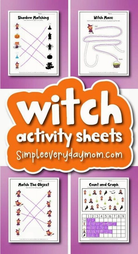 Double, double, toil, and trouble! As the spooky season approaches, our witch activity sheets for kids will bring magic and mystery into your kid’s learning activity. Through these engaging kids activities, your little learners can explore the world of witches while learning something new. Our activity pages allow your kids to practice skills like counting, matching, and problem-solving in a fun way! Try all our halloween activities for kids. Witch Worksheets, Fun Easy Halloween Crafts, Halloween Activity Pages, Fun Halloween Activities, Halloween Books For Kids, Free Printable Halloween, Tactile Learning, Activity Sheets For Kids, Fun Halloween Crafts