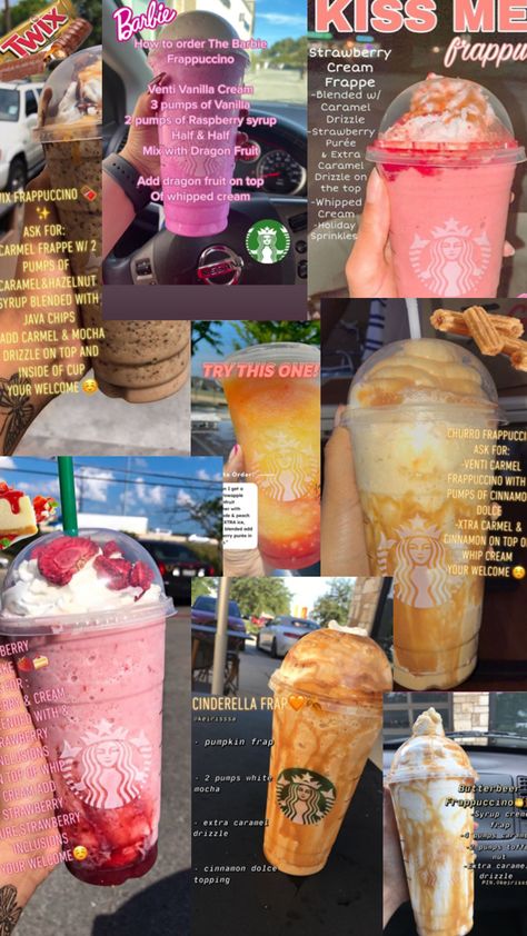 Starbucks Refresher Ideas, Starbucks Combos, Frappe Recipes, Starbucks Copycat Recipes Drinks, Starbucks Drink Menu, Coffee Orders, Starbucks Secret Menu Recipes, Cold Starbucks Drinks, Fun Drink Recipe