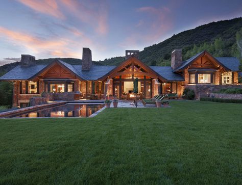 Mountain Mountain Ranch House Plans, Colorado Mountain Homes, Luxury Ranch, Open Floor House Plans, Ranch Exterior, Rustic Exterior, Mountain House Plans, Colorado Mountain, Ranch Style Homes