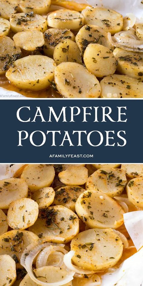 Campfire Potatoes - A Family Feast® Sides For Steak, Campfire Potatoes, Family Feast Recipes, Easy Corn Casserole, Grilled Side Dishes, Grilled Foods, Grilled Dinner, Family Feast, Savory Appetizer