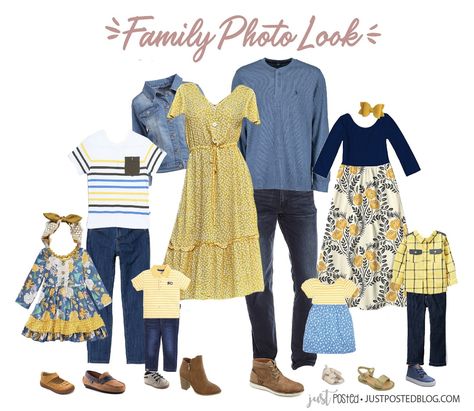 Light Blue And Yellow Family Photo Outfits, Blue And Yellow Family Photo Outfits, Blue Theme Family Pictures, Family Photo Outfits Navy Blue, Family Pictures Light Blue, Shades Of Blue Family Photos, Western Fall Outfits, Fall Outfits For Women Over 50, Fall Business Casual Outfits