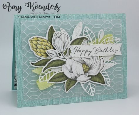 Stampin’ Up! Magnolia Mood Birthday Card With Video Tutorial – Stamp With Amy K Mood Birthday, Mood Card, Vellum Cards, Magnolia Stamps, Spring Cards, March 5, Stamping Up Cards, Card Making Inspiration, Stamp Crafts