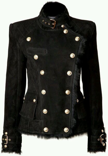 Black Shearling Jacket, Mode Steampunk, Double Breasted Jacket, Military Style, Looks Style, Coats And Jackets, Military Fashion, Black Jacket, Look Fashion