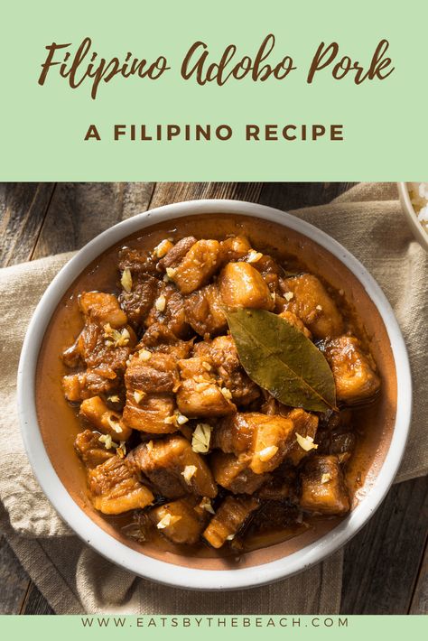 FILIPINO ADOBO PORK - A Filipino recipe - Eats by the Beach Salad Pasta Recipes, Adobo Pork, Pork Chunks, Best Filipino Recipes, Pork Adobo Recipe, Phillipino Food, Filipino Adobo, Pork Adobo, Filipino Recipe