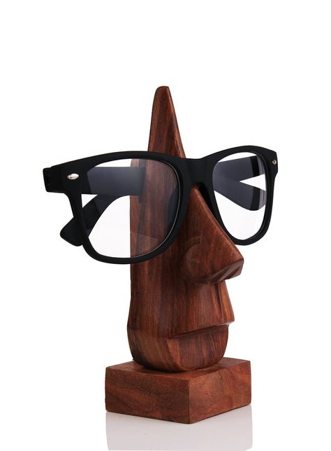 storeindya Wooden Handmade Nose-Shaped Eyeglass Spectacle Holder,Eyewear Retainer, Sunglasses Holder, Spectacle Display Stand: Amazon.co.uk: Kitchen & Home Wooden Glasses Stand, Eyeglass Holder Stand, Wooden Eyewear, Nose Shapes, Decoration Originale, Sunglass Holder, Sheesham Wood, Eyeglass Holder, Stocking Stuffer Gifts