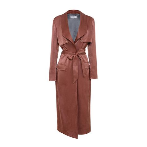 'Madelie' Copper Satin Duster Coat ❤ liked on Polyvore featuring outerwear, coats, houseofcb, jackets, copper coat, tie belt, brown duster coat, duster coat and drape coat Satin Duster, Jacket Coat Fashion, Draped Coat, Satin Coat, Lapel Coat, Long Sleeve Coat, Evening Jackets, Eclectic Fashion, Long Sleeves Coats