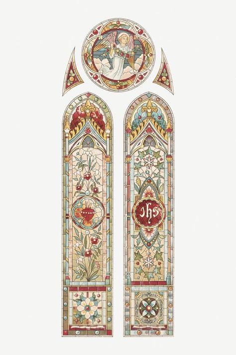 Stained Glass Graphic Design, Stained Glass Illustration, Art Nouveau Stained Glass, Glass Png, Medieval Artwork, Church Window, Church Windows, Christian Symbols, Stained Glass Window