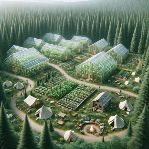 Homestead Layout, Solar Punk, Sustainability Projects, Home Greenhouse, Eco Architecture, Boreal Forest, Sustainable City, Sustainable Community, Farm Design