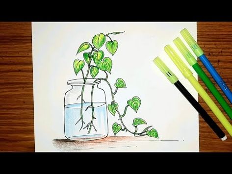 Easy Plant Drawing Ideas" include sketching simple leaves, succulents, potted herbs, and doodle-style flowers. Money Plant Drawing, Plant Drawing Ideas, Plant Drawing Easy, Potted Herbs, Climber Plants, Simple Leaf, Money Plant, Doodle Style, Rose Drawing