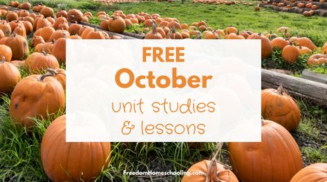 Free October Unit Studies & Lessons Halloween Unit Study, October Lessons, Pumpkin Unit, Fire Prevention Week, October School, Reformation Day, Unit Studies Homeschool, Homeschool Lessons, Halloween Social