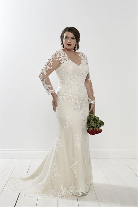 Plus Size Wedding Dresses With Sleeves, Plus Wedding Dresses, Sottero And Midgley, Wedding Dress Silhouette, Blush Gown, Plus Size Wedding Gowns, Fit And Flare Wedding Dress, Wedding Robe, Fitted Wedding Dress