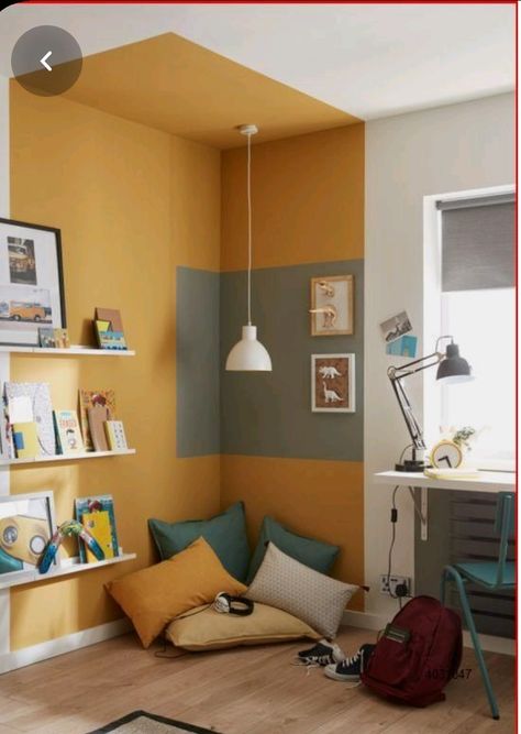 Bedroom Wall Designs, Bedroom Wall Paint, 아파트 인테리어, Bedroom Decor Design, Yellow Walls, Kids Bedroom Decor, Home Room Design, Home Staging, 인테리어 디자인