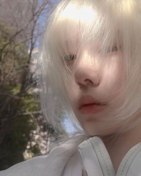 Sruiwu on Instagram: “🍃” White Hair Girl Aesthetic, White Hair Aesthetic, White Hair Girl, Korean Hair Color, 강아지 그림, Angel Aesthetic, Aesthetic People, Boy Hairstyles, Art Model