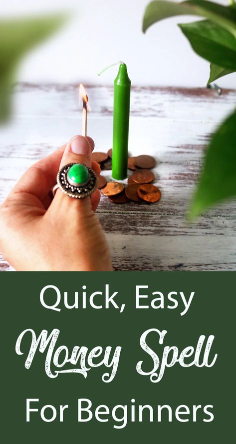 Easy Money Spell For Beginners - Moody Moons Magic Spell For Money, Candle Spells For Money, Simple Magic Spells, Wicca Money Spells, Money Spell Jar Without Crystals, Candle Magic For Money, Easy Money Spells For Beginner Witches, Basil Money Spell, Bring Money To Me Spell