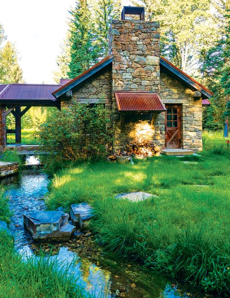 A new homestead embodies the character of the historical ranch that once flourished on the site. Small Log Cabin, Stone Cottages, A Small House, Log Cabin Homes, Stone Cottage, Small Cabin, Cabins And Cottages, Cabin Life, Cottage Design