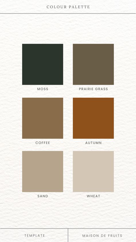 A colour palette with rich earthy shades of moss dark green, brown green, latte coffee, rust orange, autumn orange, sand and cream colours. Green And Oak Colour Palette, Dark Green Room Palette, Green And Brown Palette Colour Schemes, Modern Rustic Colour Palette, Green Brown Tan Color Scheme, Desert Tones Colour Palettes, Antique Colour Palette, Brown And Green Color Scheme, Dark Academia Hex Codes