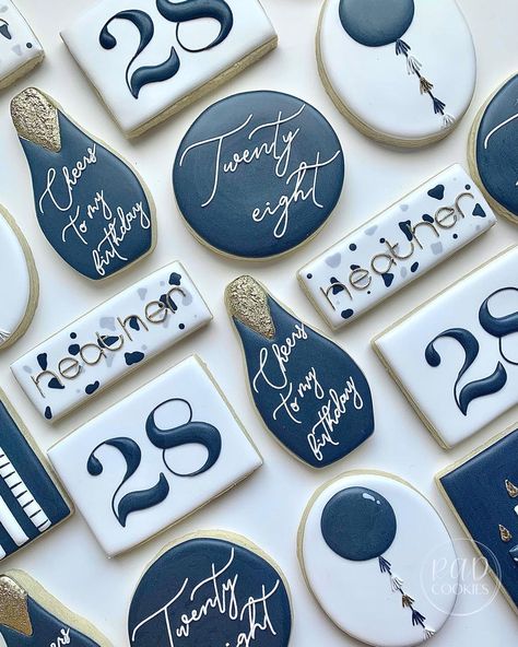 40th Birthday Cookies Decorated, Retirement Cookies, Bday Cookies, Specialty Cookies, Celebration Cookies, Royal Cookies, 21 Party, Gold Cookies, Happy Birthday Cookie