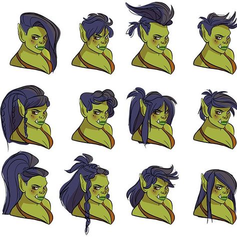 Some Orc hair sketches! These are too fun! #worldofwarcraft Buff Lady Character Design, Female Orc Character Design, Miranda Yeo, Hair Sketches, Barbarian Dnd, Dnd Oc, Drawing Hairstyles, Dnd Inspiration, Character Design Cartoon