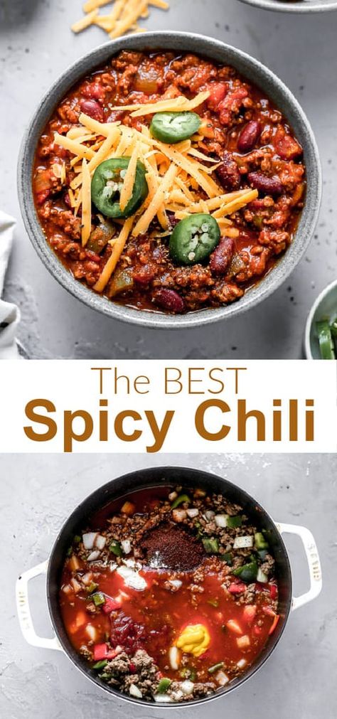 Spicy Veggie Chili, No Bean Spicy Chili, Spicy Chili Recipe No Beans, Spicy Chili No Beans, Best Spicy Chili Recipe Award Winning, Spicy Texas Chili Recipe, Spicy Vegan Chili, Chili Recipe Jalapeno, Chilli Recipe Crockpot Spicy